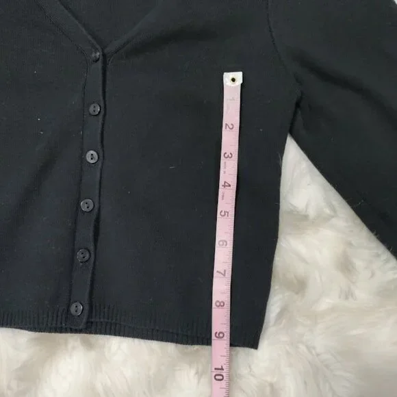 Urban Outfitters Black Cropped Cotton Blend Cardigan L - Picture 8 of 11